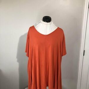 5X Tunic Boutique Larace Short Sleeve Burned Orange C5417